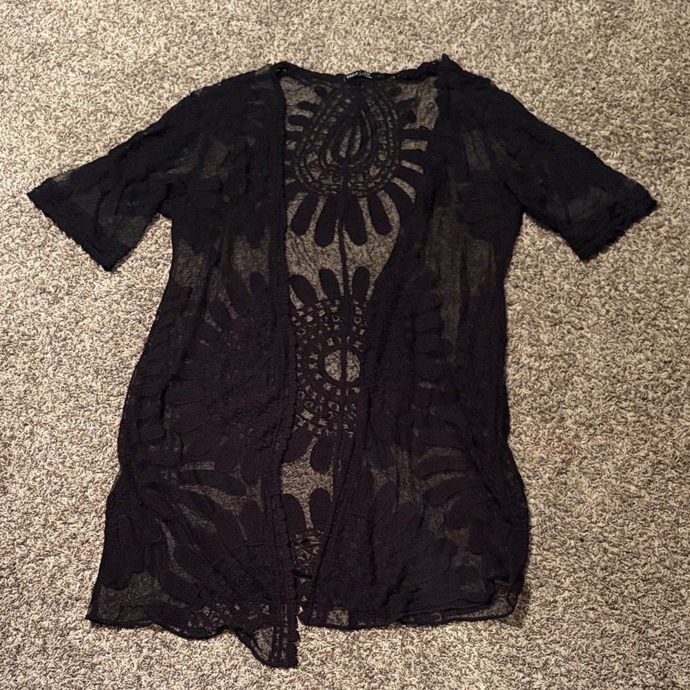 SHEIN Black Sheer Lace Top